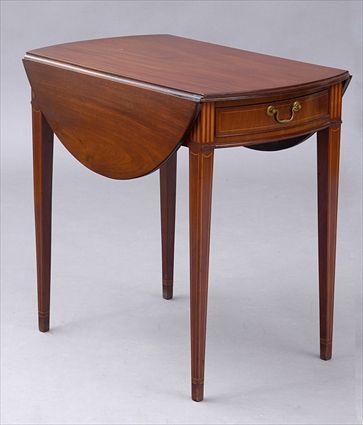 Appraisal: FEDERAL INLAID MAHOGANY PEMBROKE TABLE The top with bowed ends