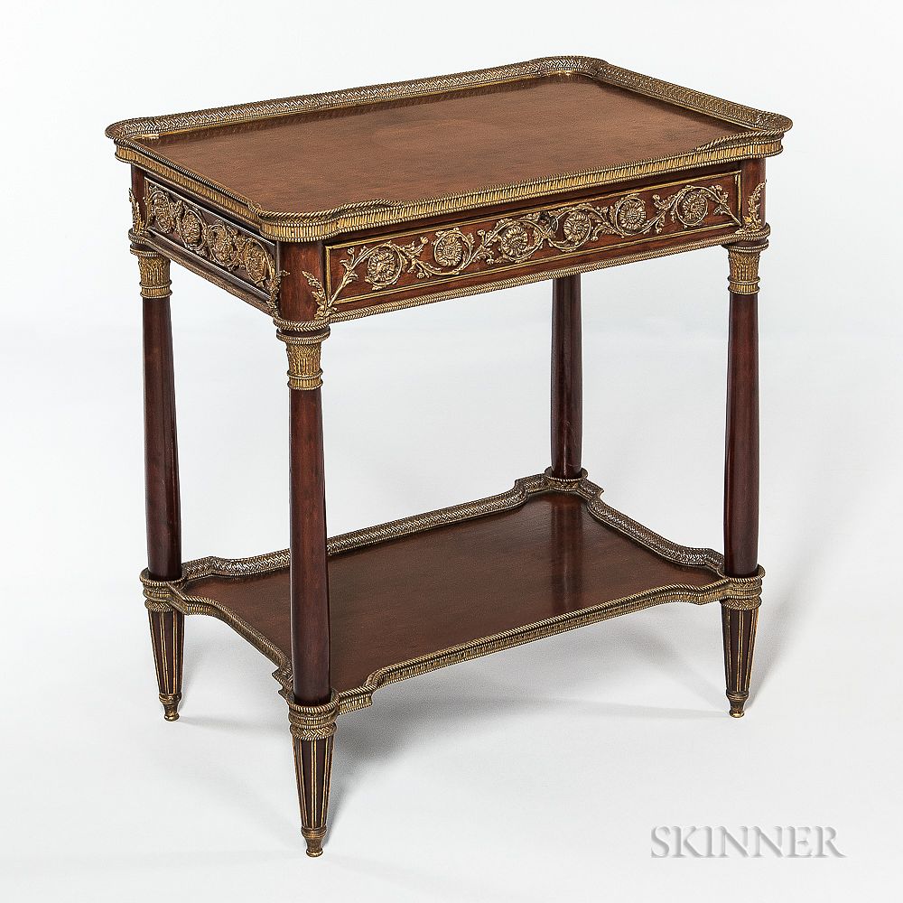 Appraisal: Louis XVI-style Ormolu-mounted Mahogany Table a Ecrire Louis XVI-style Ormolu-mounted