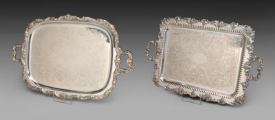 Appraisal: Two Silver-Plated Trays th century one with scroll-and-floral border Seven