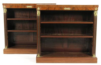 Appraisal: A pair of mahogany low bookcases with gilt brass mounts