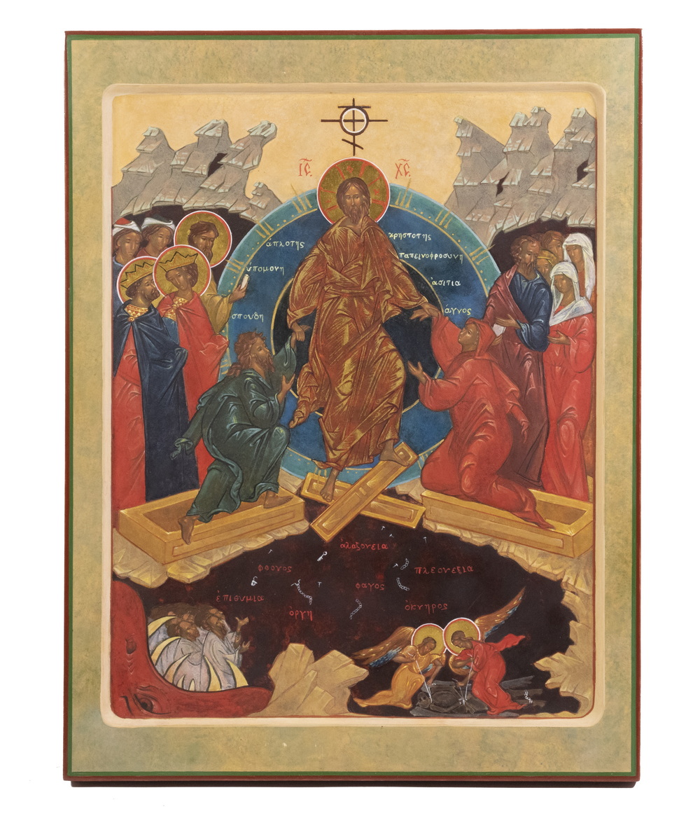 Appraisal: TH C GREEK ORTHODOX ICON BY MADONNA BUMBARGER Christ Pulling