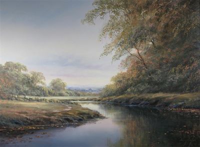 Appraisal: Hilary Schofield th Century River landscape Signed Oil on canvas