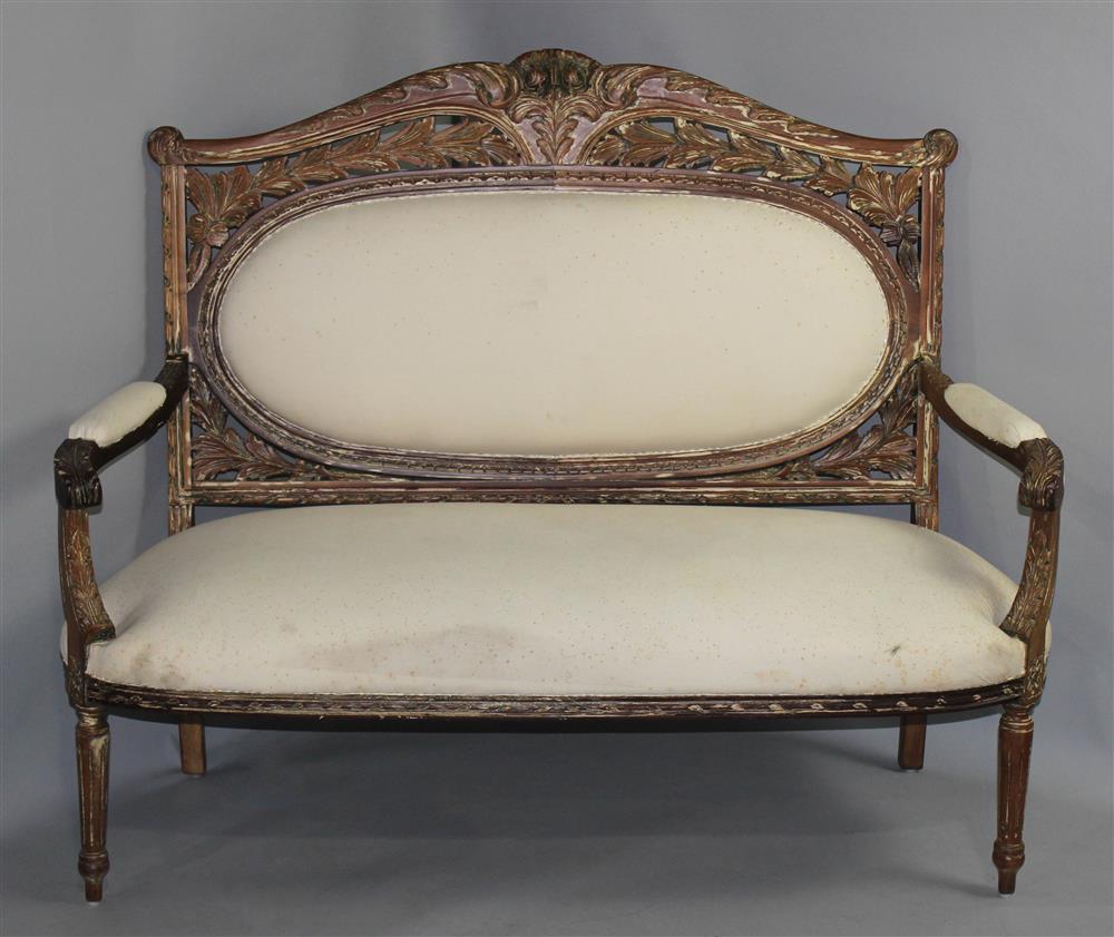 Appraisal: SALON SUITE OF LOUIS XV STYLE CARVED WOOD SEATING FURNITURE