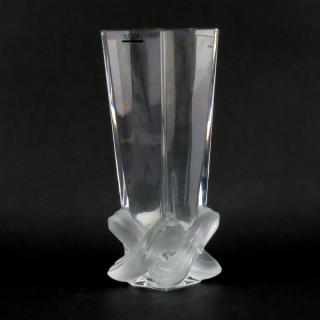 Appraisal: Lalique Lucca Partial Frosted Crystal Vase Lalique Lucca Partial Frosted