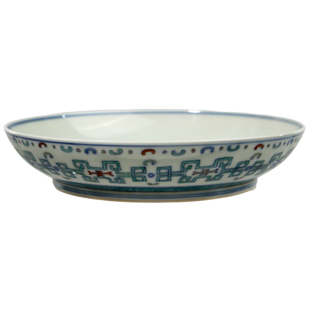 Appraisal: CHINESE DOUCAI GLAZED PORCELAIN SHALLOW BOWLEnamel floral and geometric motifs