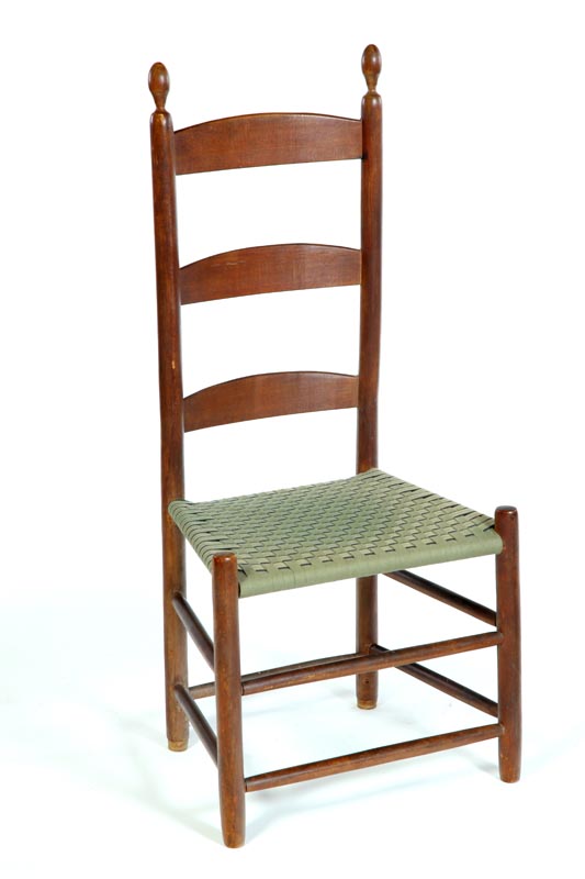 Appraisal: SHAKER LADDERBACK SIDE CHAIR American th century Classic simple detail