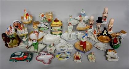 Appraisal: Large collection of porcelain and china ashtrays Including young ladies