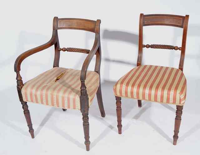 Appraisal: A SET OF EIGHT REGENCY MAHOGANY BAR BACK DINING CHAIRS