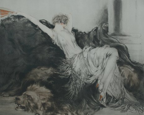 Appraisal: VINTAGE LOUIS ICART ETCHING ''PARESSE'' '' x '' sight size