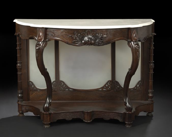 Appraisal: American Rococo Revival Rosewood and Marble-Top Pier Console Table third