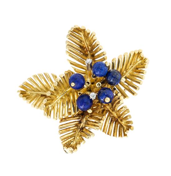 Appraisal: Sale Lot An Karat Yellow Gold and Lapis Lazuli Brooch