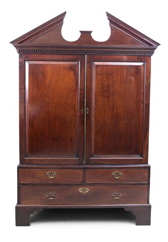 Appraisal: Sale Lot A Chippendale Style Mahogany Linen Press the superstructure