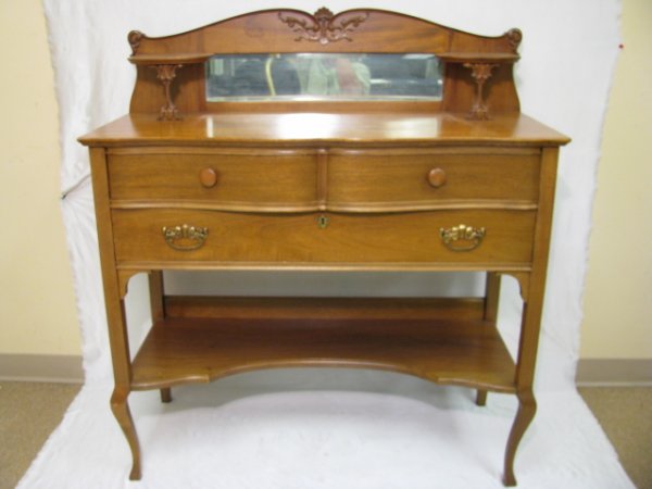 Appraisal: Small vintage three drawer one bottom shelf sideboard server buffet