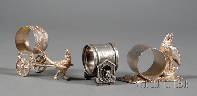 Appraisal: Three American Victorian Silverplate Napkin Rings late th century a