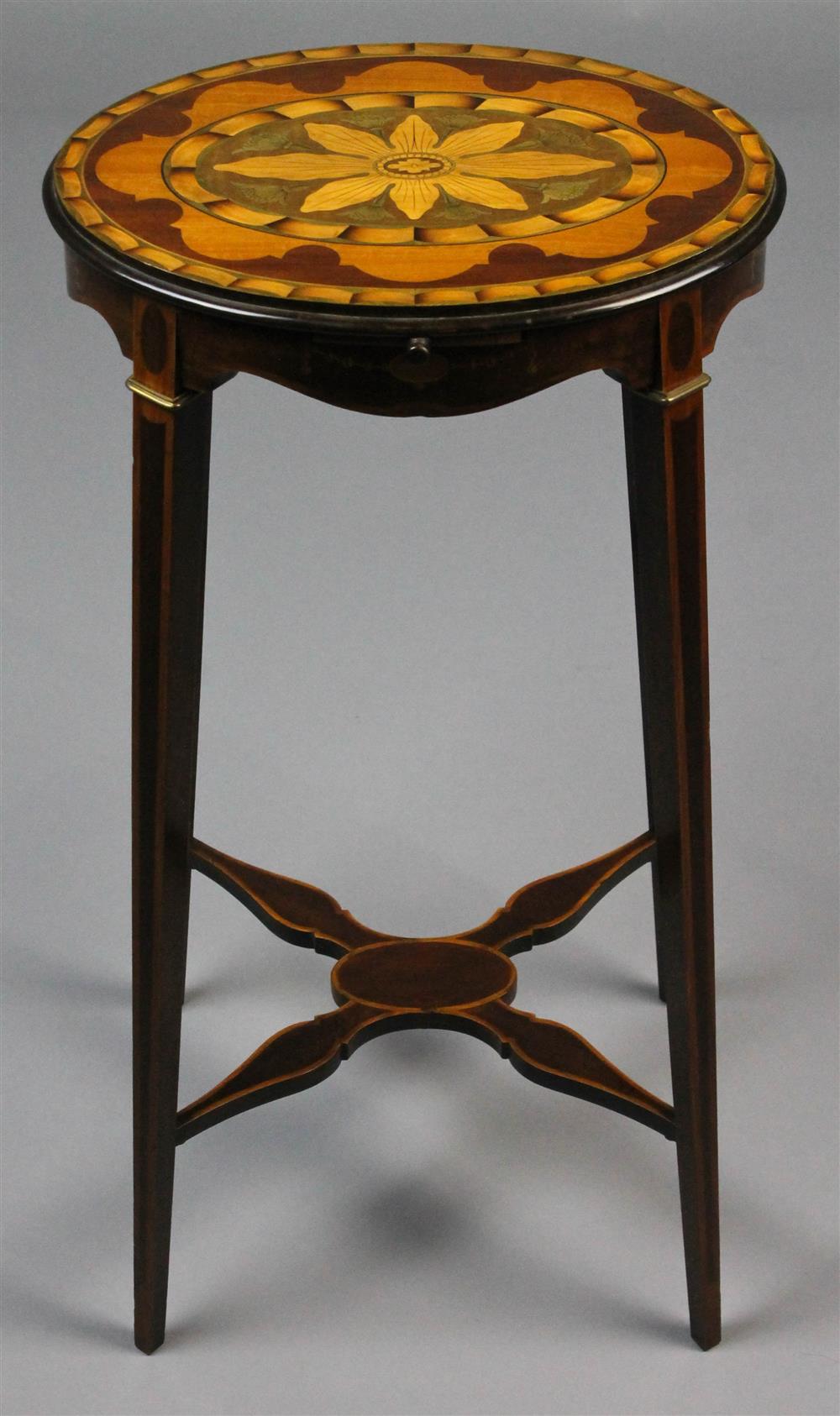 Appraisal: NEOCLASSICAL STYLE INLAID KETTLE STAND having an inlaid oval top