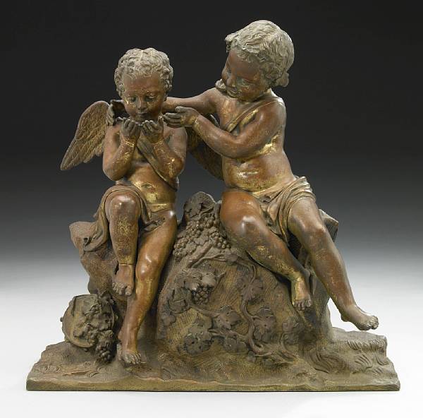 Appraisal: A French bronze figural group of putti on a rocky