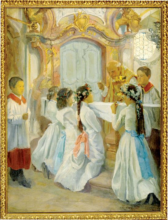 Appraisal: Max Bohm New York Europe - FIRST COMMUNION oil on