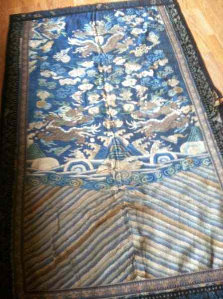 Appraisal: Chinese Wall Hanging th century or earlier embroidered on blue