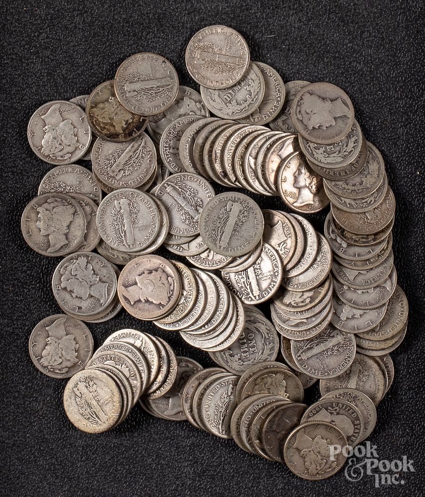 Appraisal: Silver Mercury and Barber dimes Silver Mercury and Barber dimes