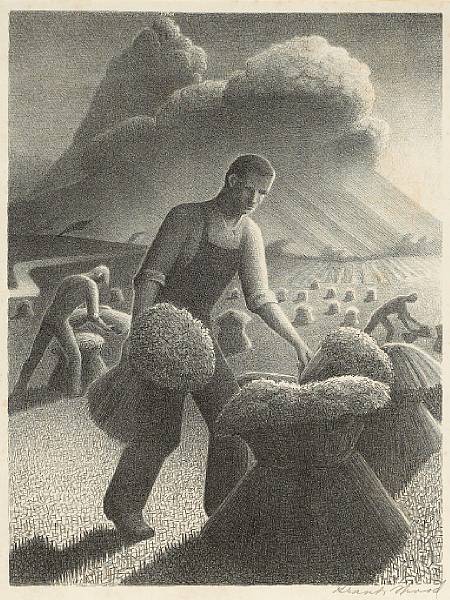 Appraisal: Grant Wood American - Approaching Storm C Lithograph on 'GCM'