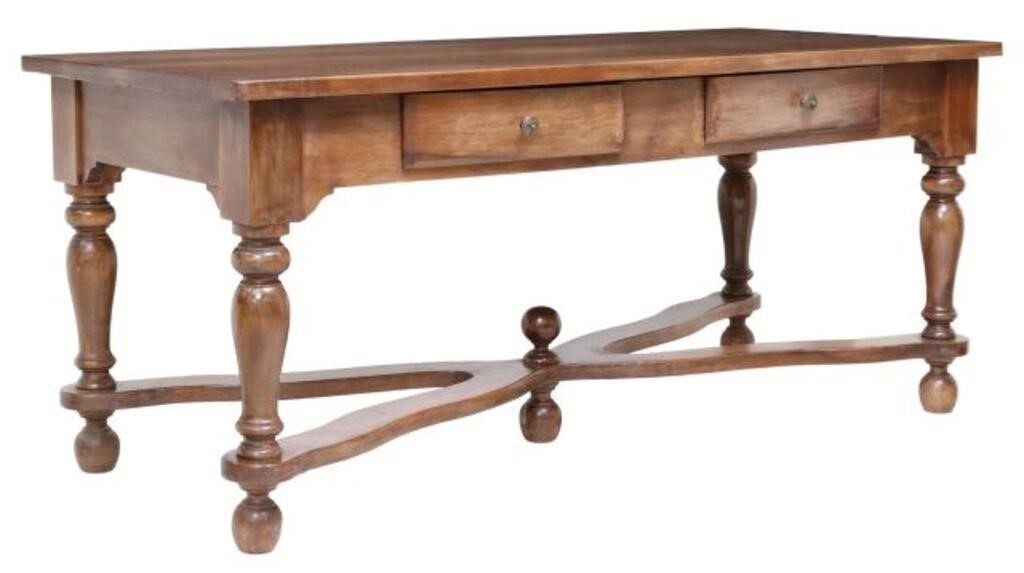 Appraisal: French Provincial walnut farmhouse table early th c rectangular top