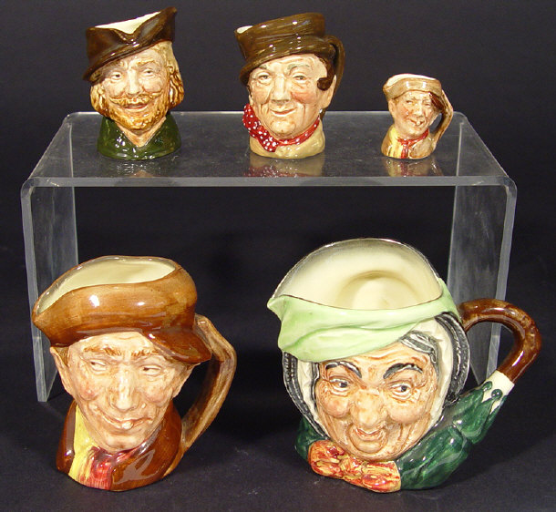 Appraisal: Five Royal Doulton character jugs ranging from tiny to small