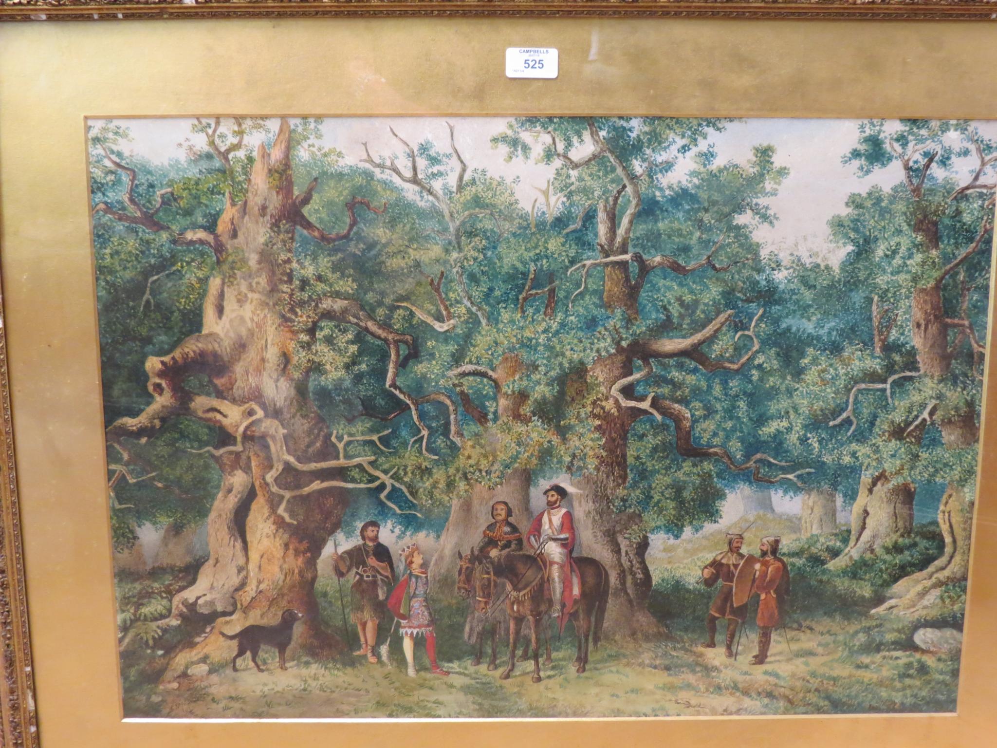 Appraisal: E M Merrick - watercolour a forest meeting with foreground