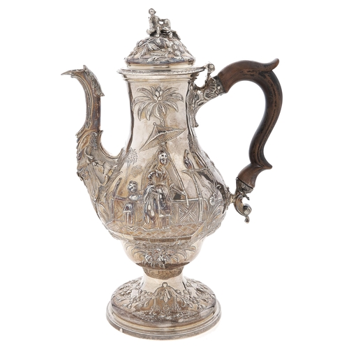 Appraisal: A George III chinoiserie silver coffee pot of ogee form