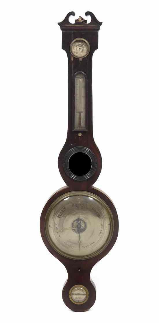 Appraisal: An English Mahogany Wheel Barometer M Barnasconi Leeds with broken