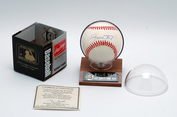 Appraisal: Baseball autographed on the sweet spot by Willie Mays William