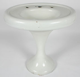 Appraisal: Vintage white porcelain pedestal and basin sink two piece H