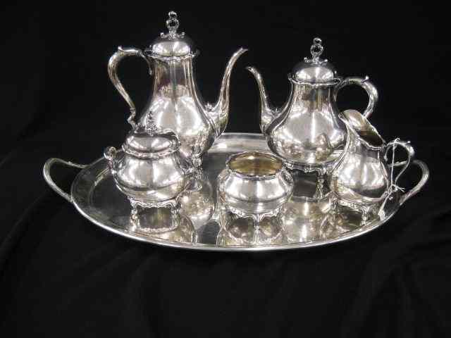 Appraisal: Silverplate Tea Coffee Service with Tray ''Provincial'' by Reed Barton