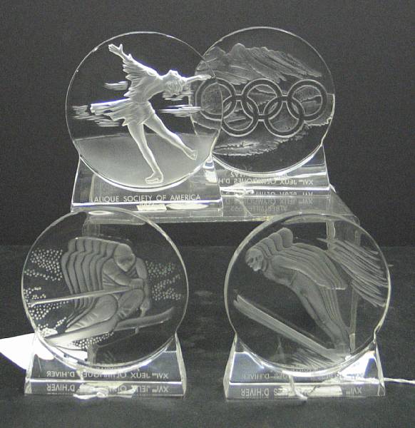 Appraisal: A group of four Lalique frosted and clear glass comemmorative