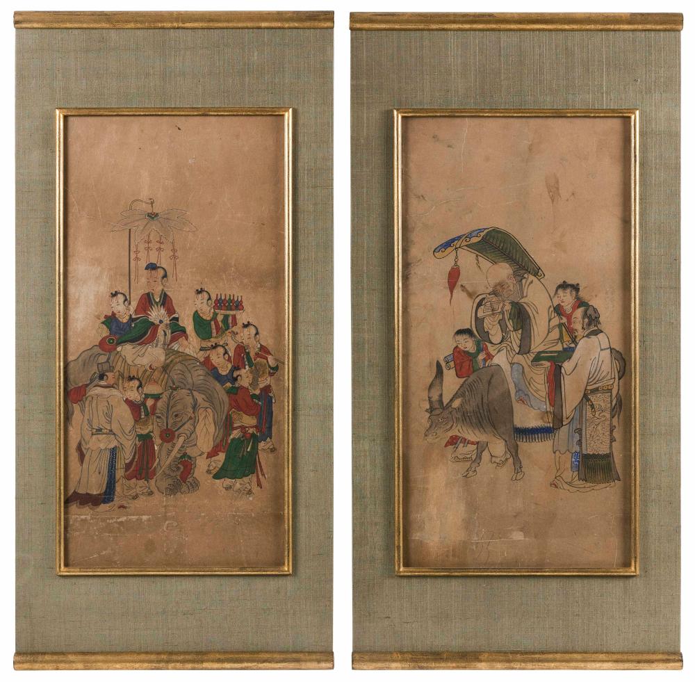 Appraisal: PAIR OF KOREAN PAINTINGS ON PAPER TH CENTURY X FRAMED