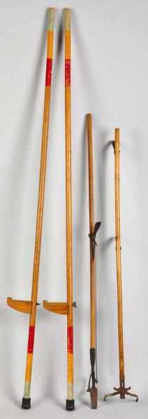 Appraisal: Pair of Early Wooden Stilts Description Along with two wooden