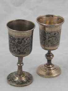 Appraisal: Two Russian silver footed cups possibly kiddush with niello decoration