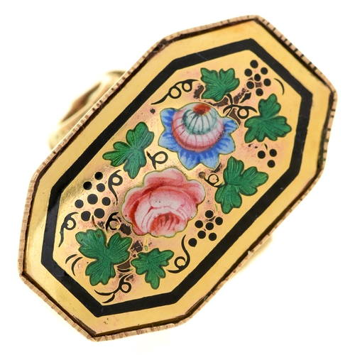 Appraisal: A gold and enamel ring th c the octagonal table