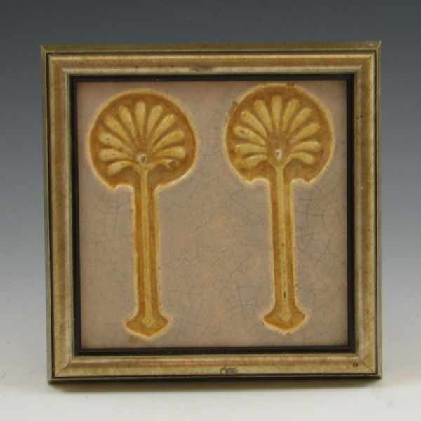 Appraisal: Alhumbra Newport KY framed Art Nouveau tile Impressed mark Chips