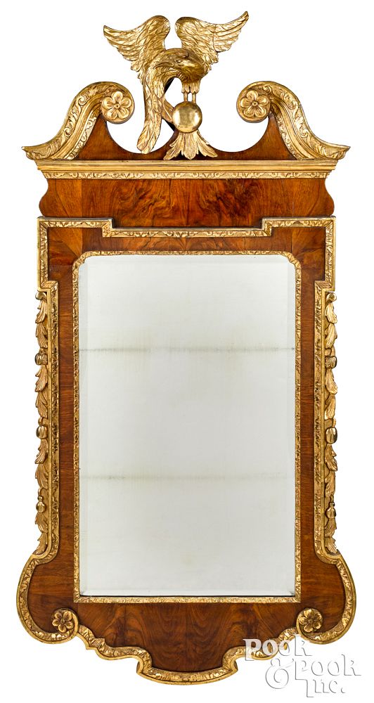 Appraisal: Walnut veneer Constitution mirror ca Walnut veneer Constitution mirror ca