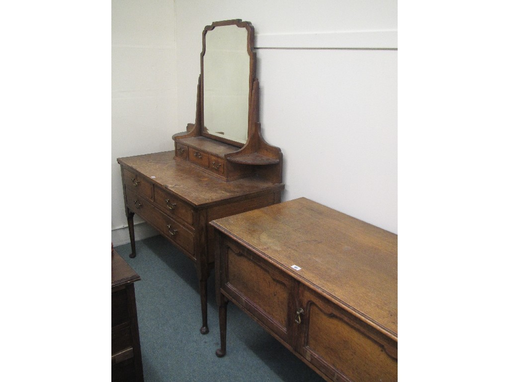 Appraisal: Oak dressing chest with a matching washstand