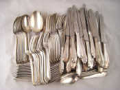 Appraisal: A continental standard silver part canteen comprising - tablespoons tableforks