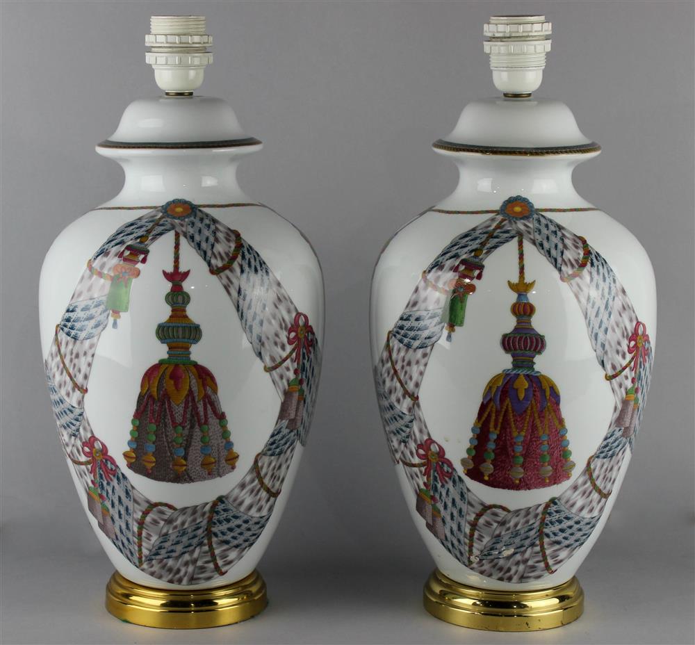 Appraisal: PAIR OF PORCELAIN DE PARIS TABLE LAMPS WITH SHADES