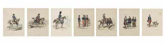 Appraisal: A Set of Seven French Prints depicting various ranks of