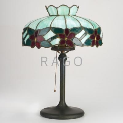 Appraisal: ARTS CRAFTS Leaded glass table lamp ca Unmarked Overall x