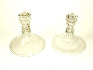 Appraisal: Pair of Georgian style ship's decanters with four ring necks