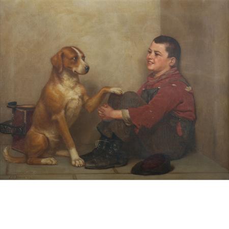 Appraisal: John George Brown American - Shoeshine Boy and Dog Estimate