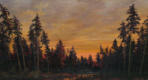 Appraisal: Lebedev Russian early th century- Woodland scene at dusk oil