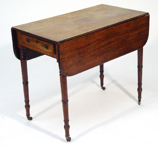 Appraisal: Victorian mahogany drop flap Pembroke table with drawer to end