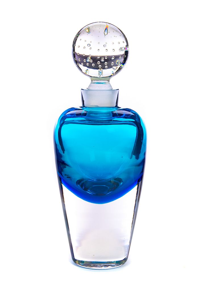 Appraisal: Blue Erickson Controlled Bubble Bottle Excellent condition with no damage