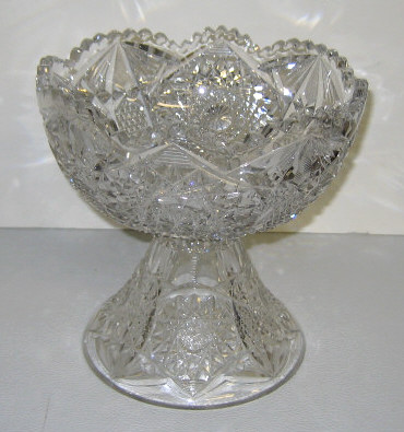 Appraisal: LIBBEY CUT GLASS PEDESTAL PUNCH BOWL In two parts with